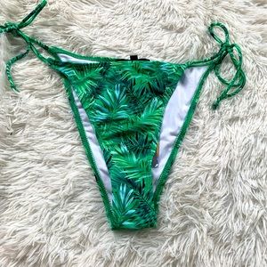 MISSGUIDED PALM PRINT TIE SIDE BIKINI BOTTOM